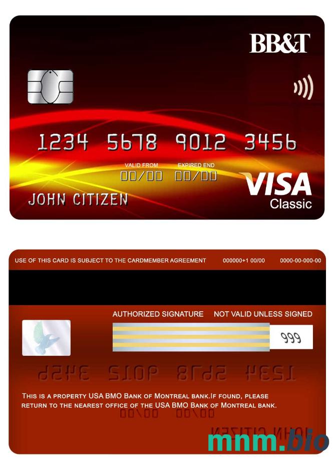 USA BB&T Corp. bank visa klasyczny karta przykład w formacie PSD